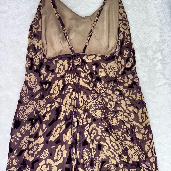 For Love & Lemons Double Slit Sleeveless Maxi Dress Purple Velvet Silk Floral S - Picture 4 of 9